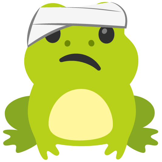 frog face with head bandage