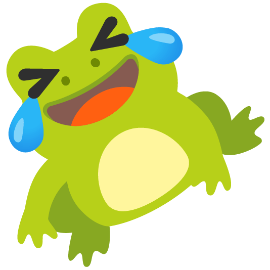 frog rolling on the floor laughing