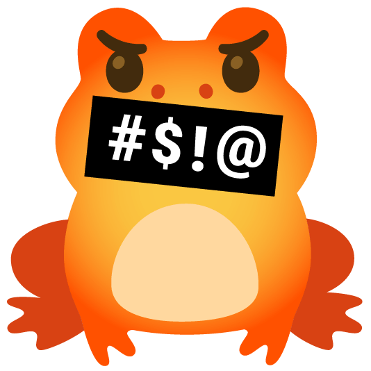 frog face with symbols on mouth