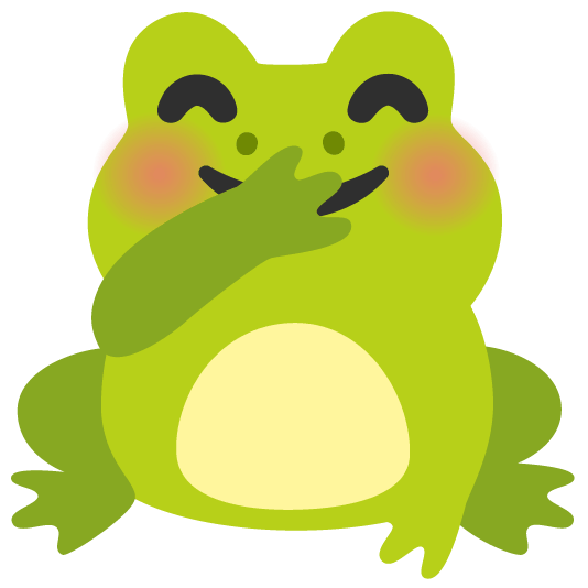 frog face with hand over mouth