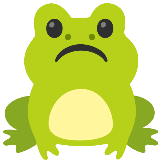 frog white frowning face