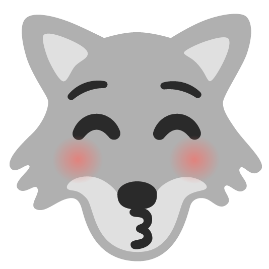 wolf kissing closed eyes