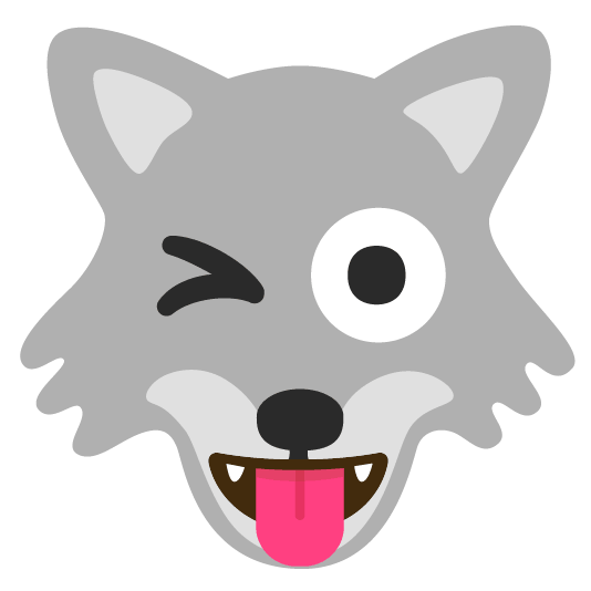 wolf stuck out tongue winking eye