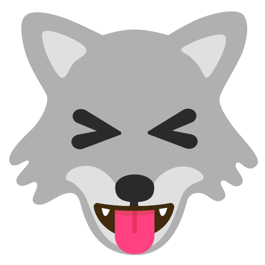 wolf stuck out tongue closed eyes