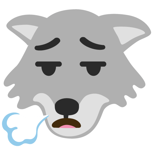 wolf face exhaling