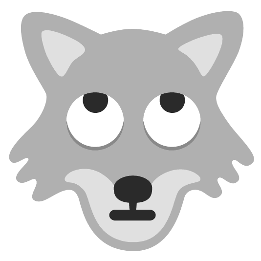 wolf face with rolling eyes