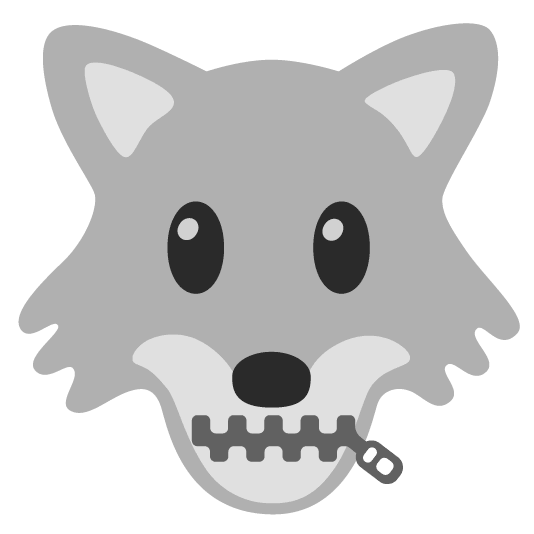 wolf zipper mouth face