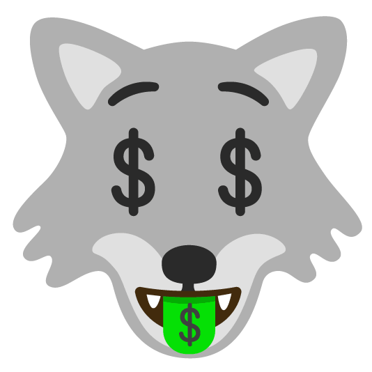 wolf money mouth face