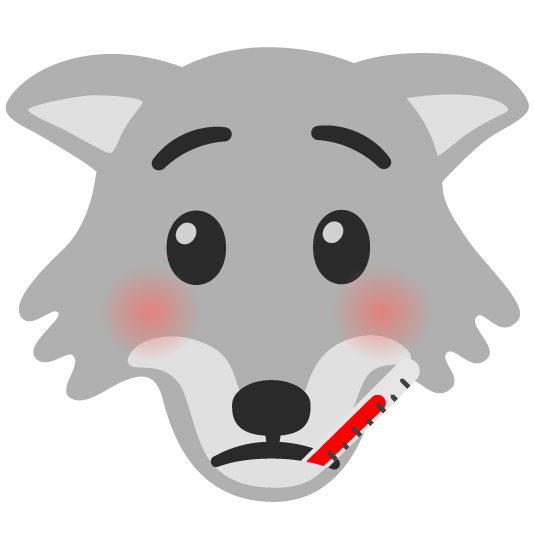 wolf face with thermometer