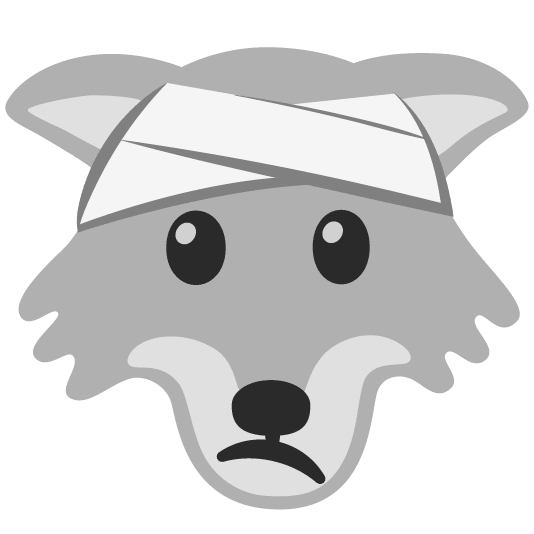 wolf face with head bandage