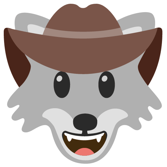 wolf face with cowboy hat