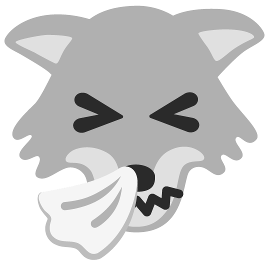 wolf sneezing face