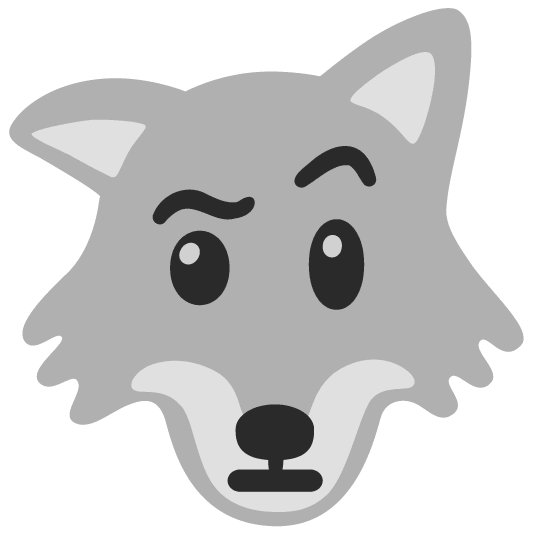 wolf face with raised eyebrow