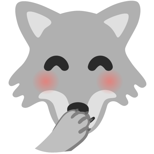 wolf face with hand over mouth