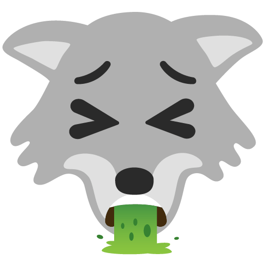 wolf face vomiting