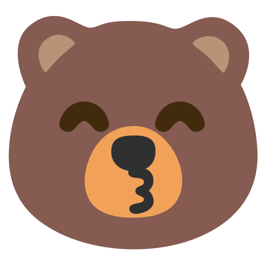 bear kissing smiling eyes