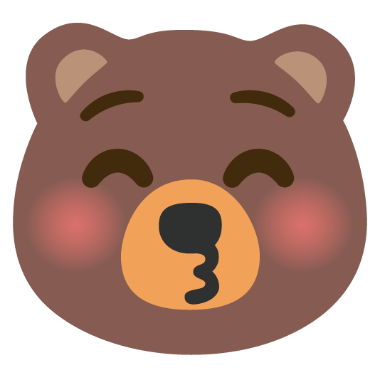 bear kissing closed eyes