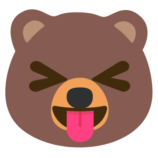 bear stuck out tongue closed eyes