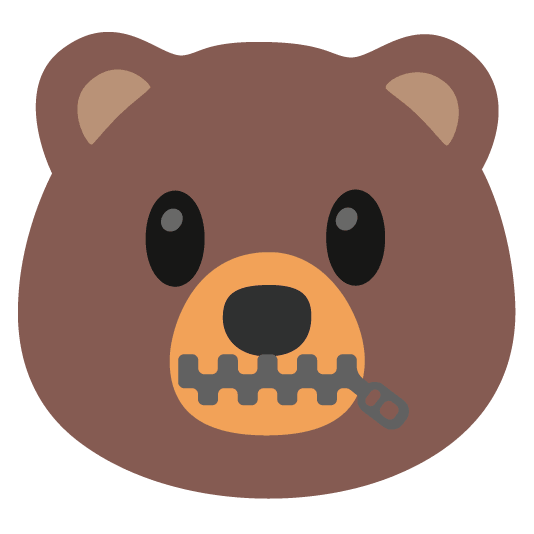 bear zipper mouth face