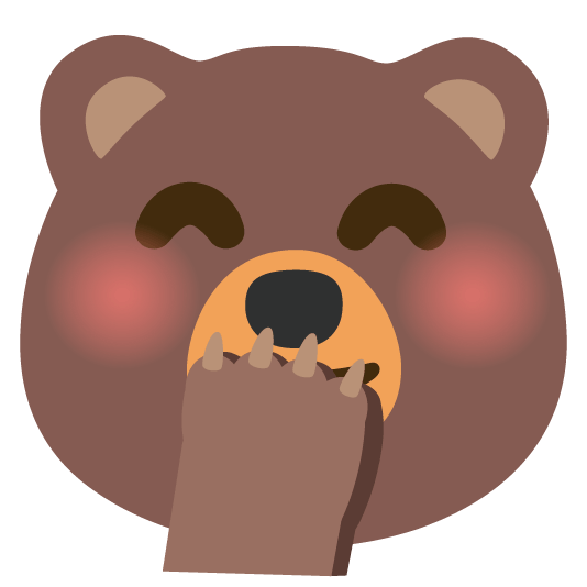 bear face with hand over mouth