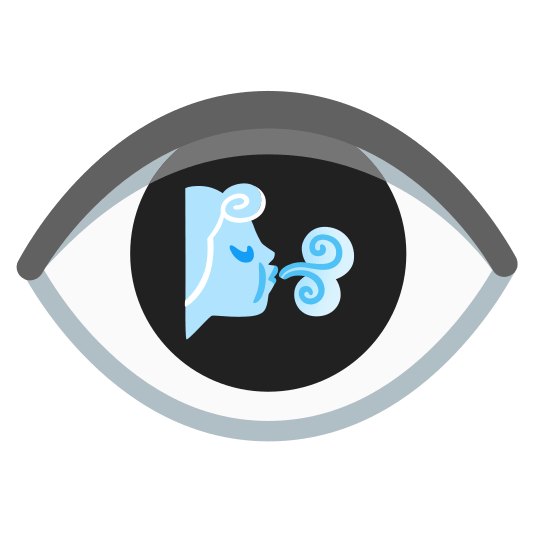 eye wind blowing face