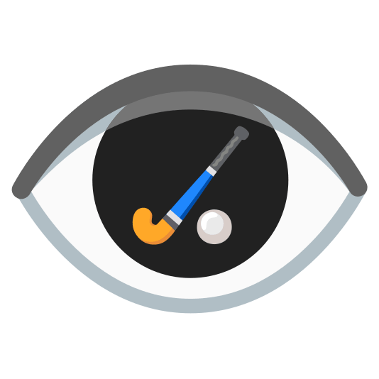 eye field hockey stick and ball