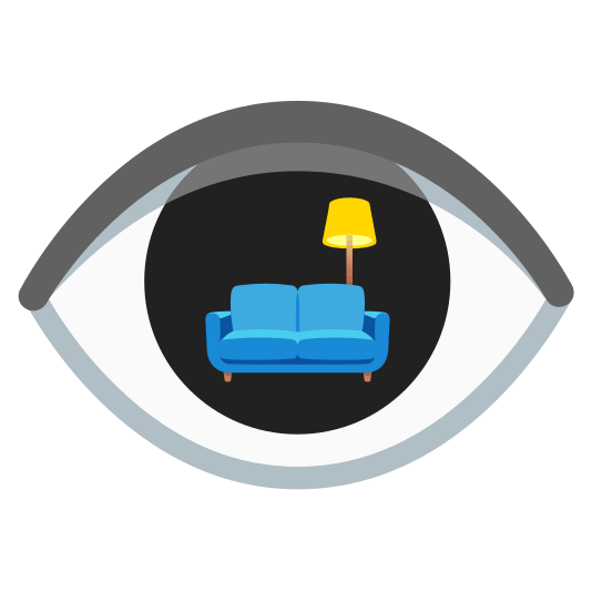 eye couch and lamp