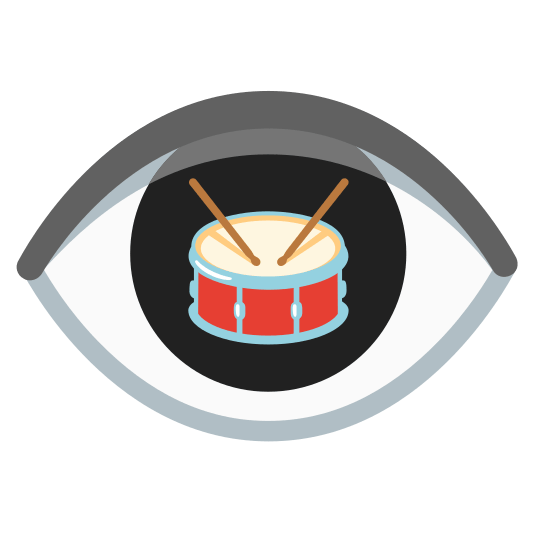 eye drum with drumsticks