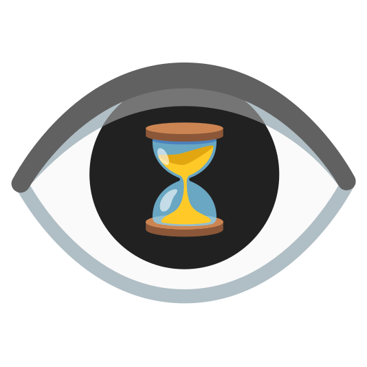 eye hourglass flowing sand