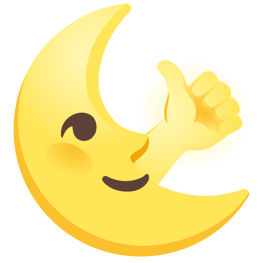 +1 last quarter moon with face