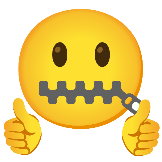 +1 zipper mouth face