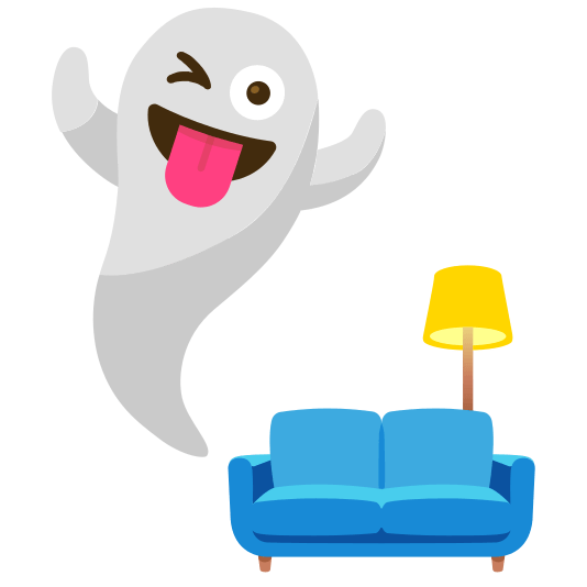 ghost couch and lamp