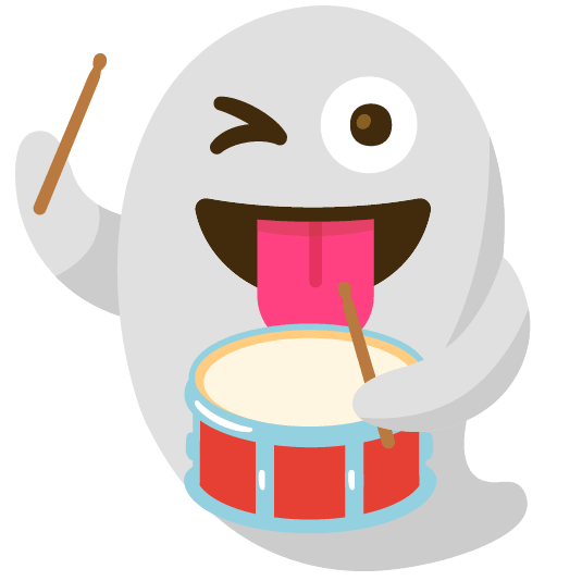 ghost drum with drumsticks