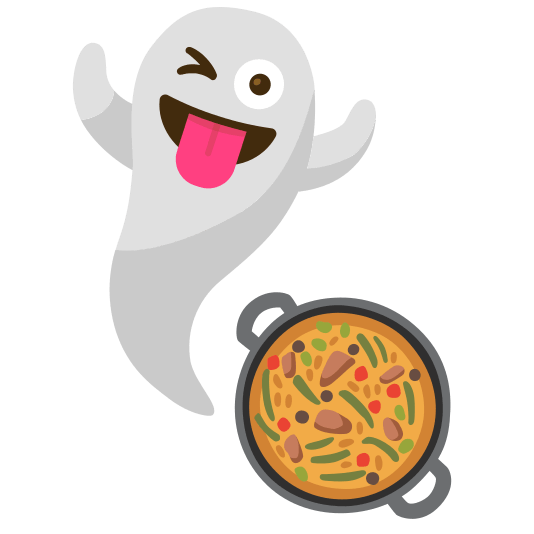 ghost shallow pan of food