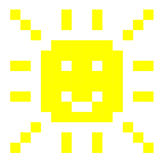 space invader sun with face