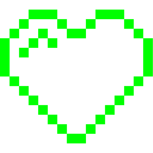 space invader green heart