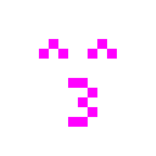 space invader kissing smiling eyes