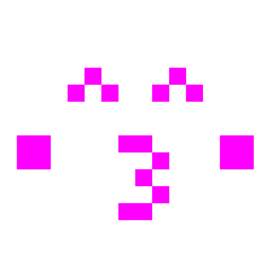 space invader kissing closed eyes