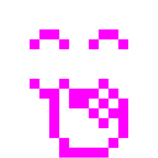 space invader face with hand over mouth