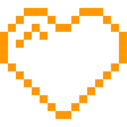 space invader orange heart