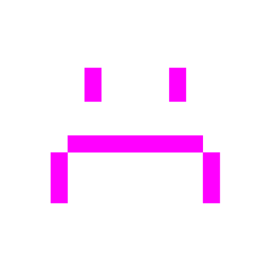 space invader white frowning face