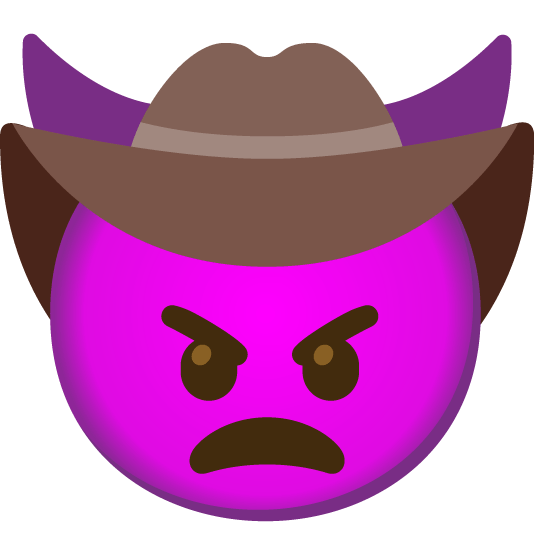 imp face with cowboy hat