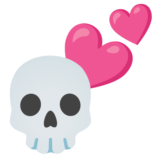 skull two hearts