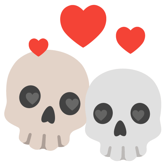 skull revolving hearts