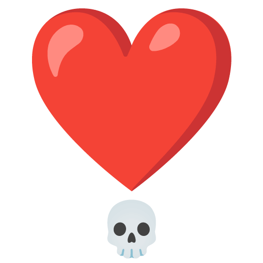 skull heavy heart exclamation mark ornament