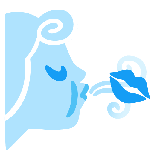 kiss wind blowing face