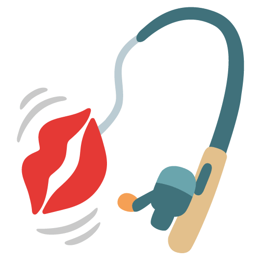 kiss fishing pole and fish