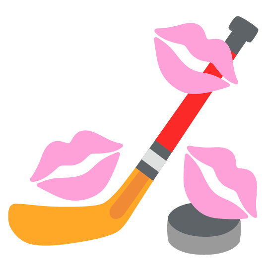 kiss ice hockey stick and puck