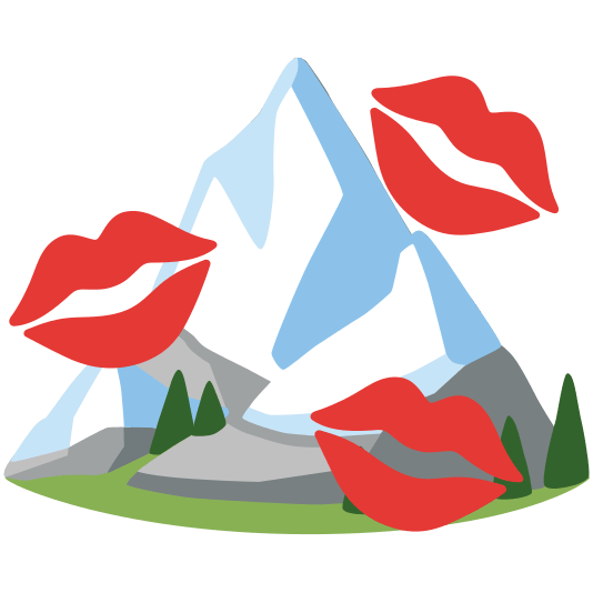 kiss snow capped mountain