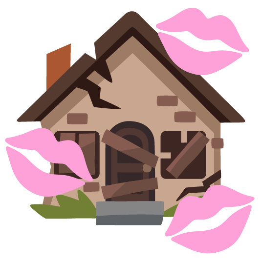 kiss derelict house building